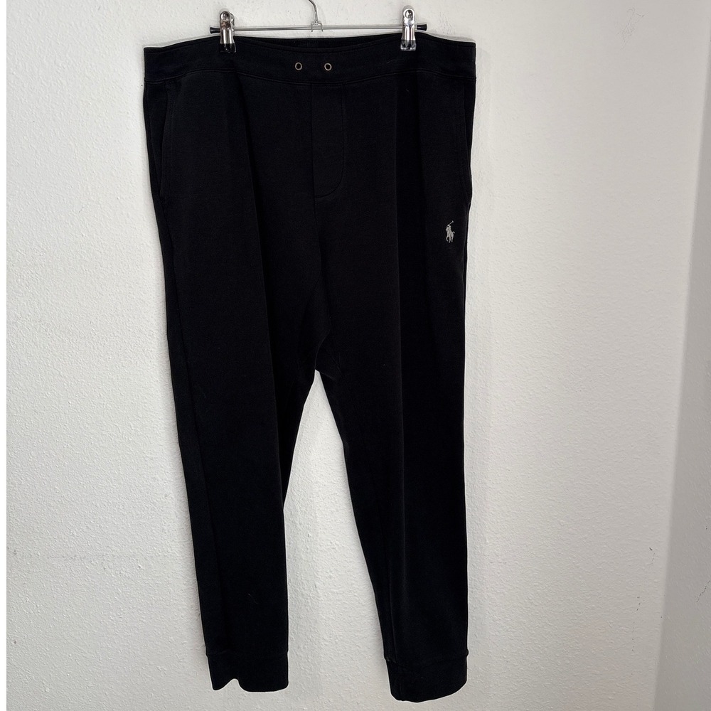 Polo Ralph Lauren Mens XL Black Tapered Jogger Sweatpants Silver Pony Logo